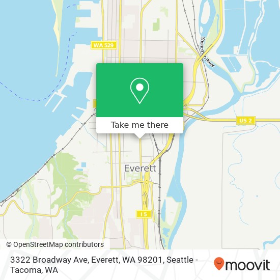 Mapa de 3322 Broadway Ave, Everett, WA 98201