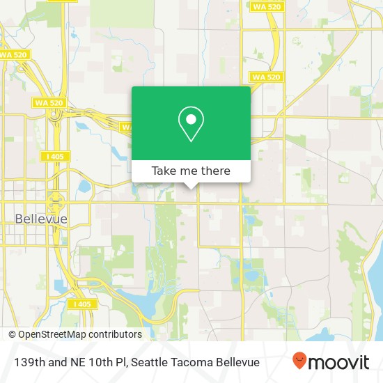 139th and NE 10th Pl, Bellevue, WA 98005 map