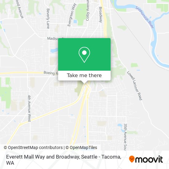 Everett Mall Way and Broadway map