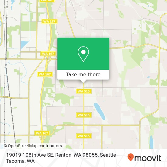 Mapa de 19019 108th Ave SE, Renton, WA 98055