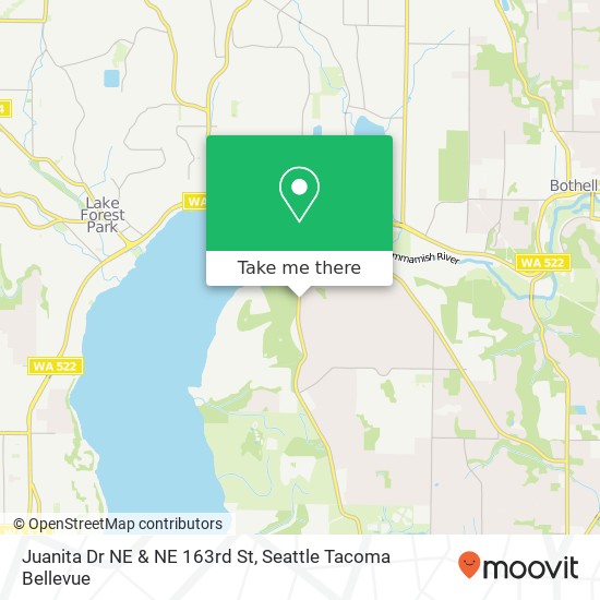 Juanita Dr NE & NE 163rd St map
