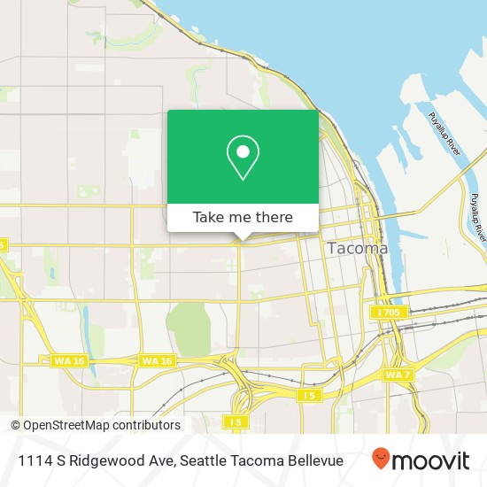 Mapa de 1114 S Ridgewood Ave, Tacoma, WA 98405