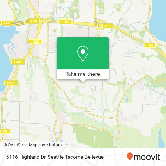 Mapa de 5116 Highland Dr, Bellevue, WA 98006