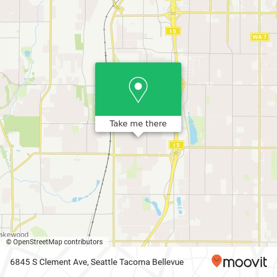 Mapa de 6845 S Clement Ave, Tacoma, WA 98409