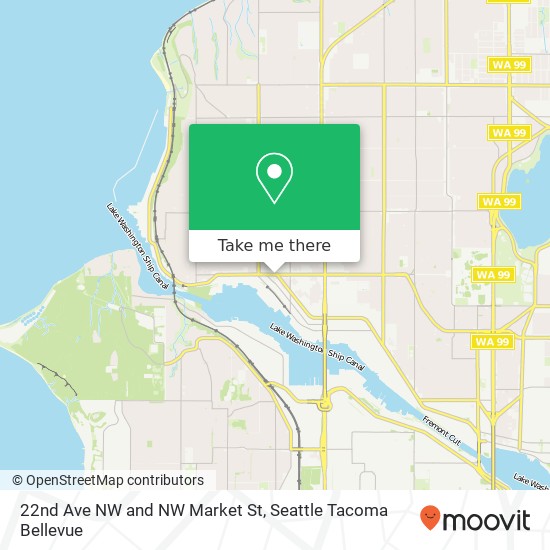 Mapa de 22nd Ave NW and NW Market St, Seattle, WA 98107