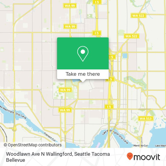 Mapa de Woodlawn Ave N Wallingford, Seattle, WA 98103