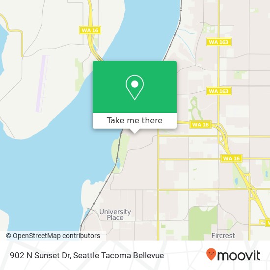 Mapa de 902 N Sunset Dr, Tacoma, WA 98406
