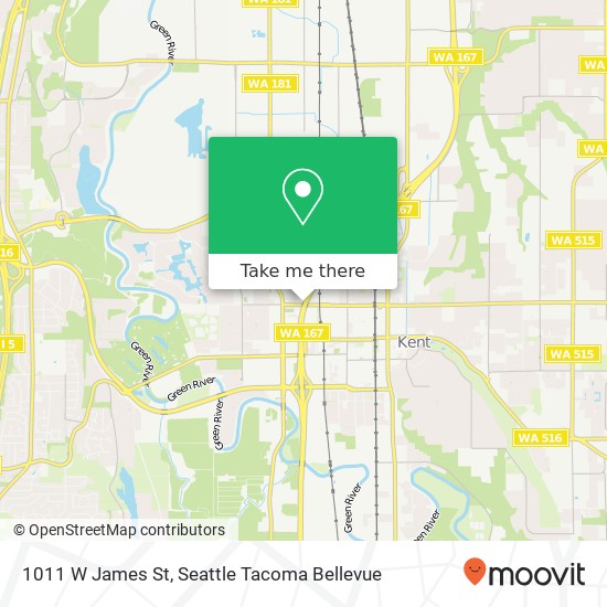 Mapa de 1011 W James St, Kent, WA 98032