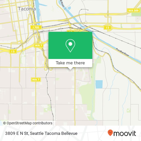 Mapa de 3809 E N St, Tacoma, WA 98404