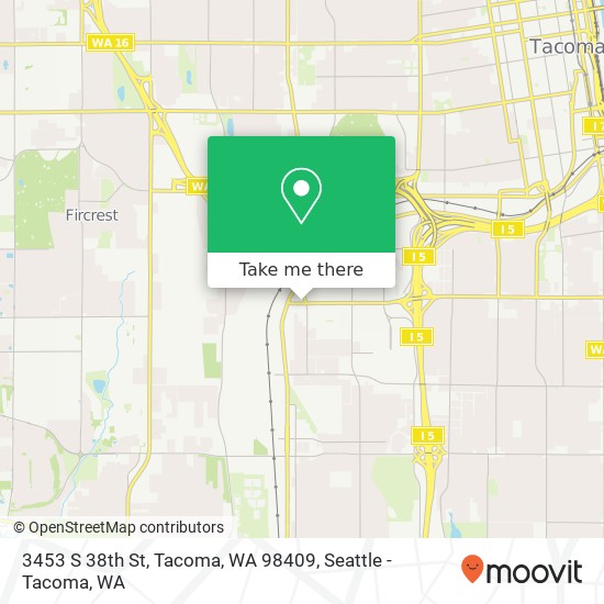 Mapa de 3453 S 38th St, Tacoma, WA 98409