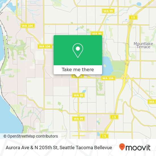 Mapa de Aurora Ave & N 205th St, Shoreline, WA 98133