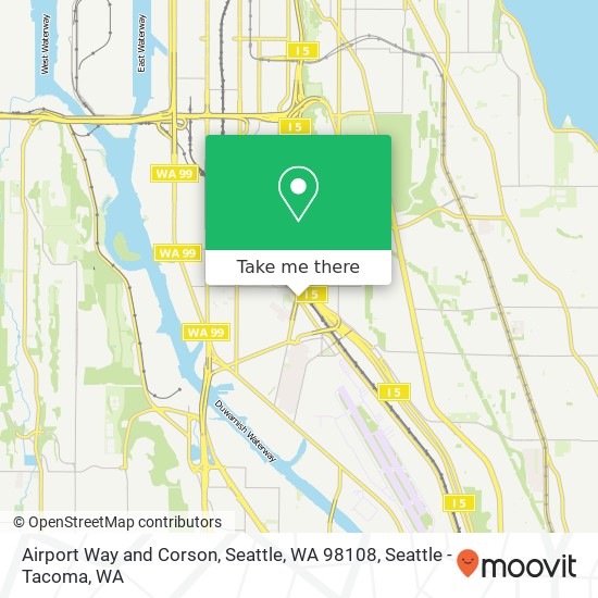 Airport Way and Corson, Seattle, WA 98108 map