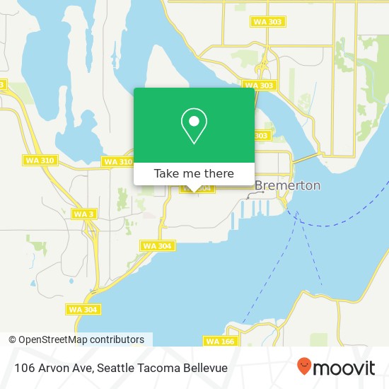 Mapa de 106 Arvon Ave, Bremerton, WA 98312