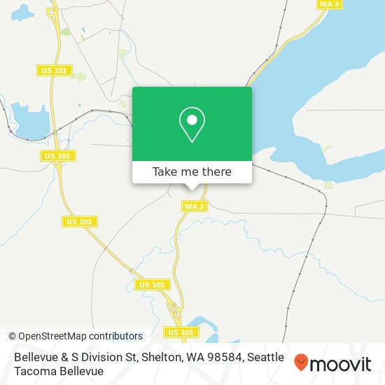 Mapa de Bellevue & S Division St, Shelton, WA 98584