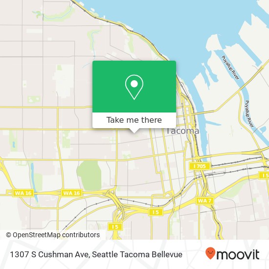Mapa de 1307 S Cushman Ave, Tacoma, WA 98405
