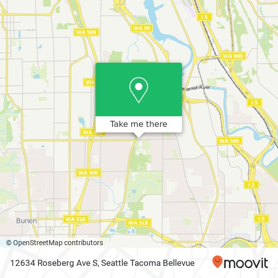 Mapa de 12634 Roseberg Ave S, Seattle, WA 98168
