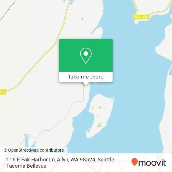 Mapa de 116 E Fair Harbor Ln, Allyn, WA 98524