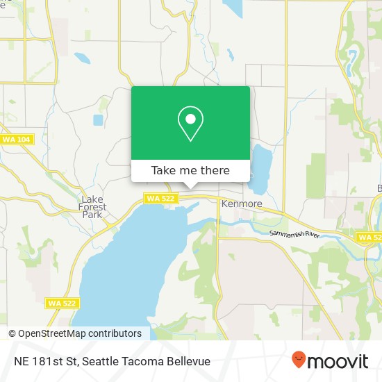 Mapa de NE 181st St, Kenmore, WA 98028