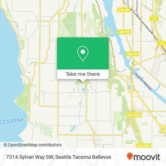Mapa de 7314 Sylvan Way SW, Seattle, WA 98106