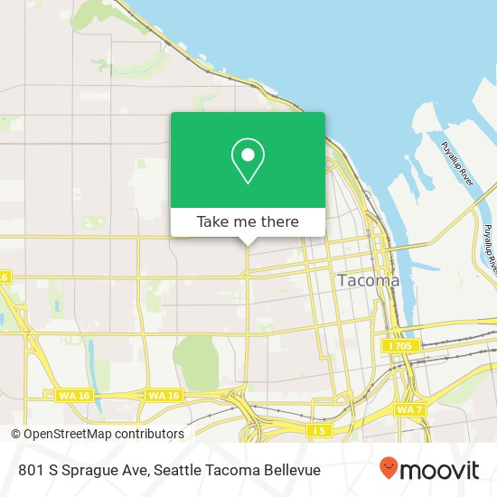 Mapa de 801 S Sprague Ave, Tacoma, WA 98405