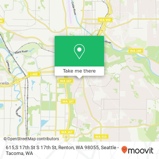 Mapa de 615,S 17th St S 17th St, Renton, WA 98055