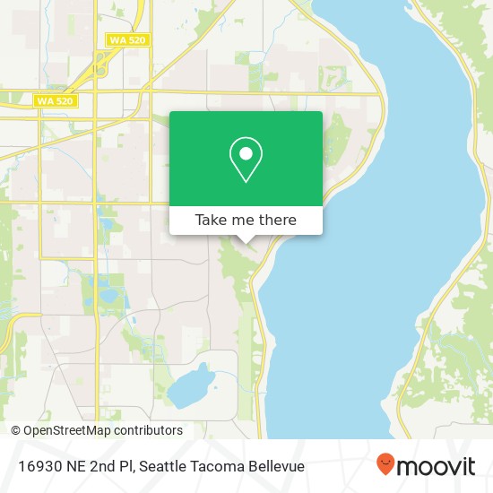 Mapa de 16930 NE 2nd Pl, Bellevue, WA 98008