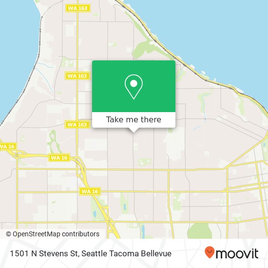 Mapa de 1501 N Stevens St, Tacoma, WA 98406
