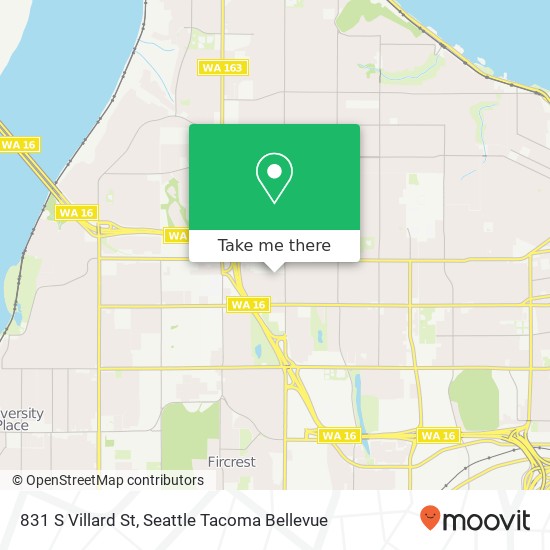 Mapa de 831 S Villard St, Tacoma, WA 98465