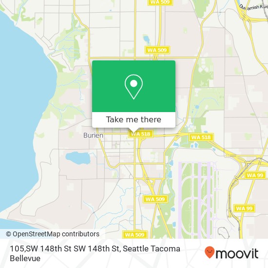 Mapa de 105,SW 148th St SW 148th St, Burien, WA 98166