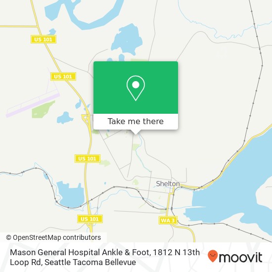 Mapa de Mason General Hospital Ankle & Foot, 1812 N 13th Loop Rd