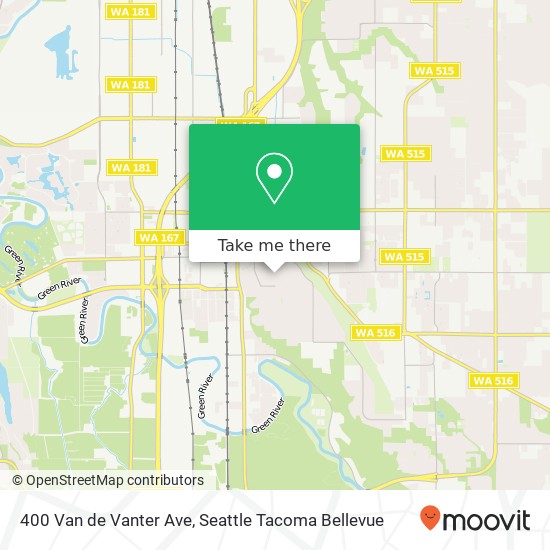 Mapa de 400 Van de Vanter Ave, Kent, WA 98030