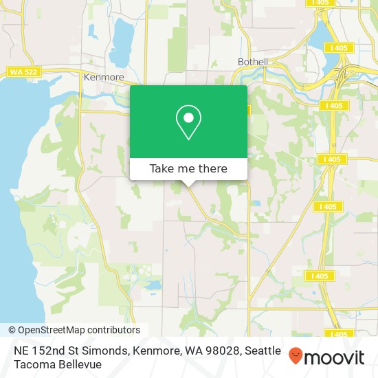 Mapa de NE 152nd St Simonds, Kenmore, WA 98028