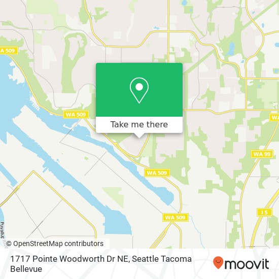 Mapa de 1717 Pointe Woodworth Dr NE, Tacoma, WA 98422