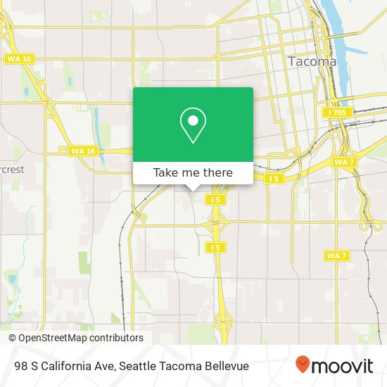 Mapa de 98 S California Ave, Tacoma, WA 98409