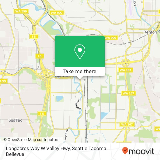 Mapa de Longacres Way W Valley Hwy, Tukwila, WA 98188