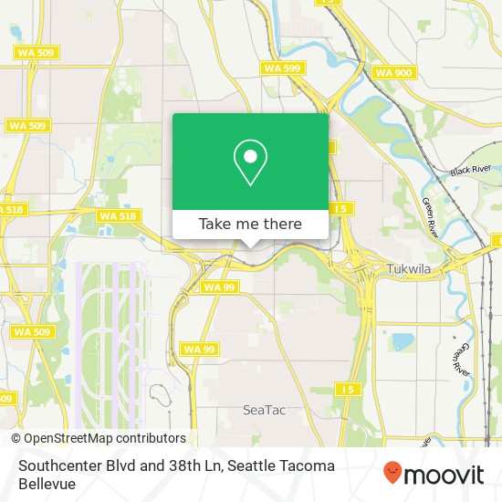 Mapa de Southcenter Blvd and 38th Ln, Tukwila, WA 98188