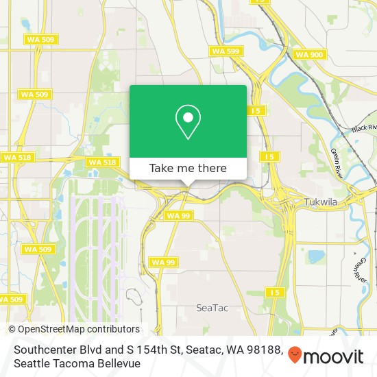 Mapa de Southcenter Blvd and S 154th St, Seatac, WA 98188