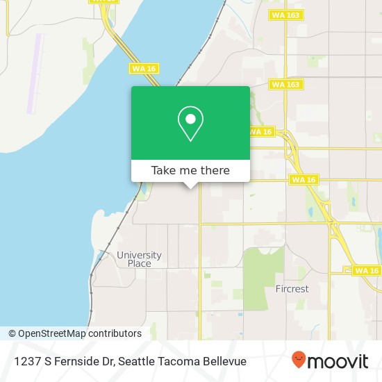 Mapa de 1237 S Fernside Dr, Tacoma, WA 98465