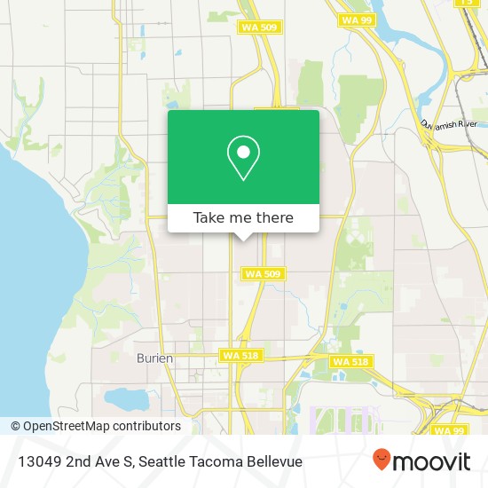 Mapa de 13049 2nd Ave S, Burien, WA 98168