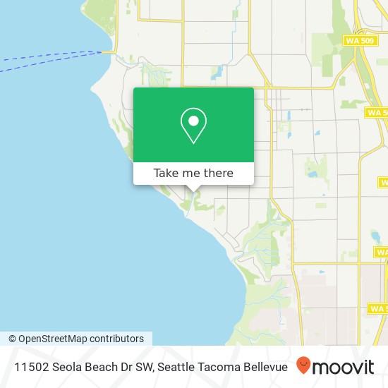 Mapa de 11502 Seola Beach Dr SW, Seattle, WA 98146