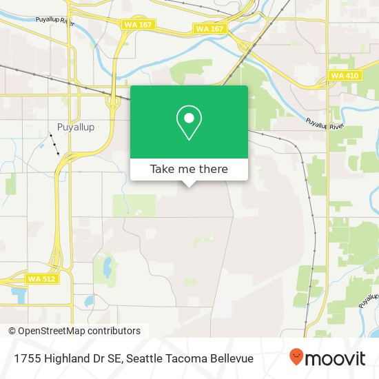 Mapa de 1755 Highland Dr SE, Puyallup, WA 98372