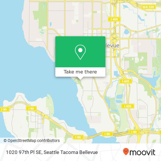 Mapa de 1020 97th Pl SE, Bellevue, WA 98004