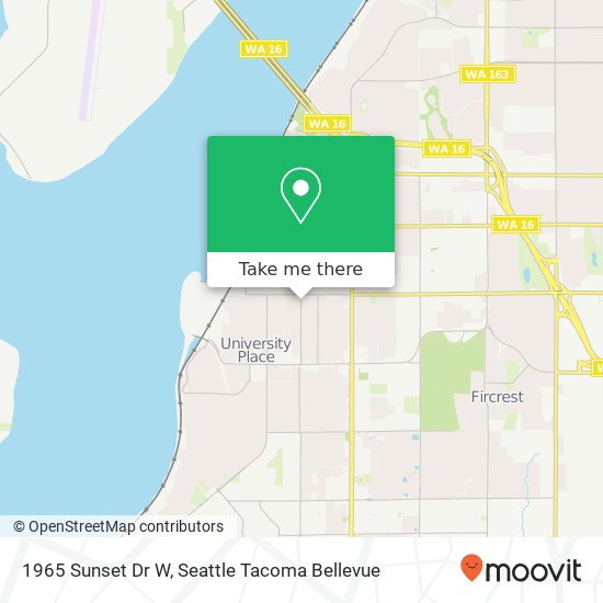 Mapa de 1965 Sunset Dr W, University Place, WA 98466