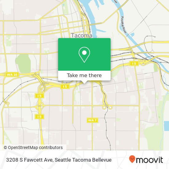 Mapa de 3208 S Fawcett Ave, Tacoma, WA 98418