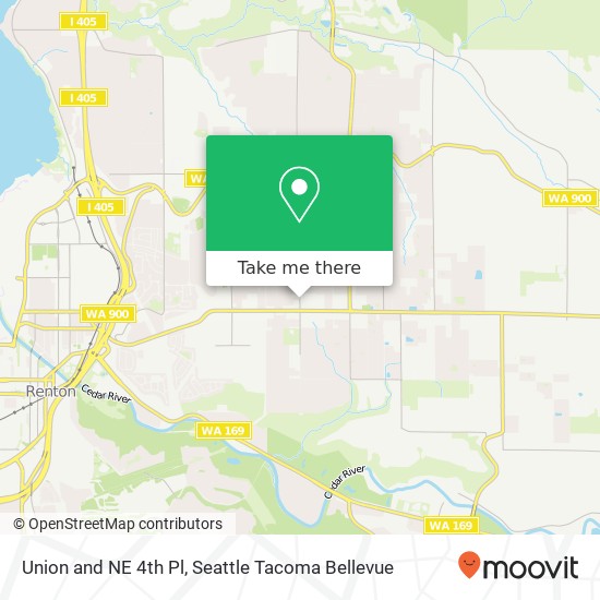 Mapa de Union and NE 4th Pl, Renton, WA 98056