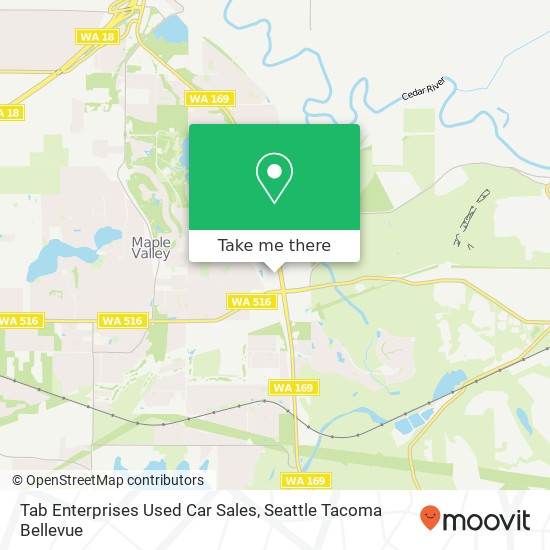 Mapa de Tab Enterprises Used Car Sales, Maple Valley, WA 98038