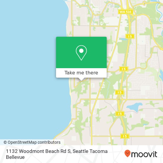 Mapa de 1132 Woodmont Beach Rd S, Des Moines, WA 98198