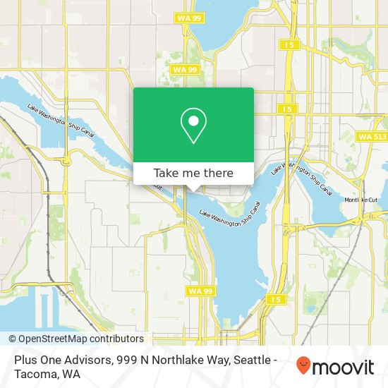 Mapa de Plus One Advisors, 999 N Northlake Way