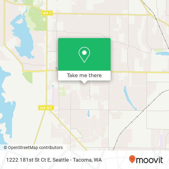 Mapa de 1222 181st St Ct E, Spanaway, WA 98387