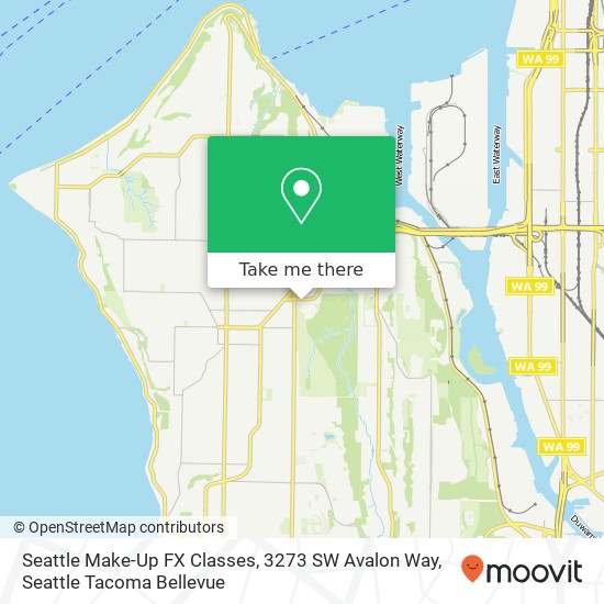 Mapa de Seattle Make-Up FX Classes, 3273 SW Avalon Way